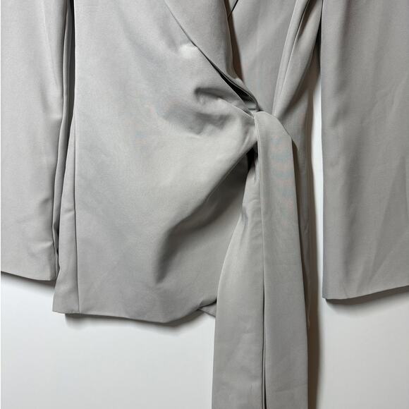 Club L London Gray Wrap Tie Detail Relaxed Blazer Gray Size 2 Celeb Style - Picture 5 of 16